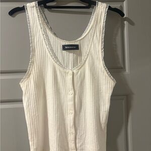 Reformation Cream Ribbed Tank Top